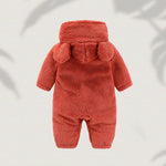 Winter Baby Fleece Bear Ear Hooded Romper – Warm & Cozy Jumpsuit (0–12M)